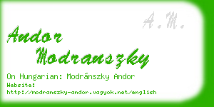 andor modranszky business card