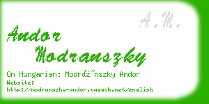 andor modranszky business card